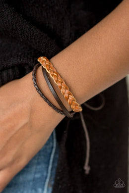 Paparazzi Desert Drive - Brown - Leather Braided - Sliding Knot Bracelet - $5 Jewelry With Ashley Swint