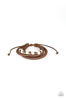 Paparazzi Desert Quest - Brown - White Stones - Sliding Knot Bracelet - $5 Jewelry With Ashley Swint