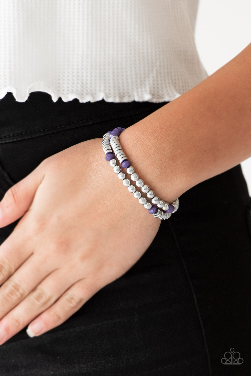 Paparazzi Downright Dressy - Purple Beads - Bracelet - $5 Jewelry With Ashley Swint