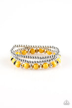 Load image into Gallery viewer, Paparazzi Epic Escape - Yellow - and Silver Beads - Set of 3 Stretchy Bracelets - $5 Jewelry With Ashley Swint