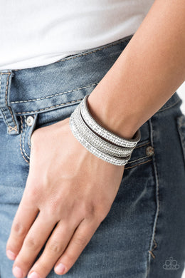 Paparazzi Fashion Fanatic - Silver - White Rhinestones - Snap Bracelet - $5 Jewelry With Ashley Swint
