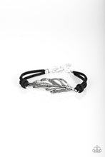 Load image into Gallery viewer, Paparazzi Faster Than FLIGHT - Black Suede Knot - Silver Feather Bracelet - $5 Jewelry With Ashley Swint