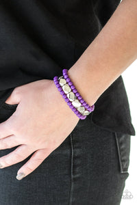 Paparazzi Fiesta Flavor - Purple - Faceted Silver Beads - Set of 3 Bracelets - $5 Jewelry With Ashley Swint