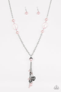 Paparazzi Heart-Stopping Harmony - Pink Beads - Silver Necklace & Earrings - $5 Jewelry With Ashley Swint