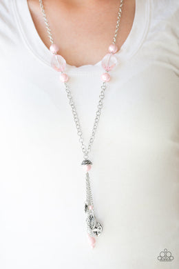 Paparazzi Heart-Stopping Harmony - Pink Beads - Silver Necklace & Earrings - $5 Jewelry With Ashley Swint
