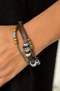 Paparazzi High and Low - Green - Wooden Beads - Leather Band Sliding Knot Bracelet - $5 Jewelry With Ashley Swint