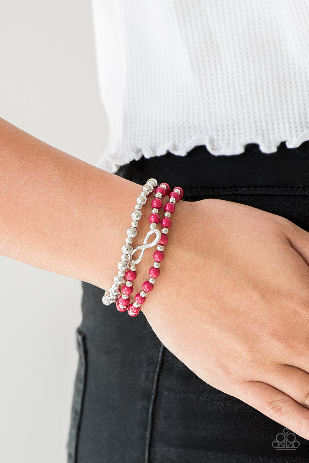 Paparazzi Immeasurably Infinite - Pink - Infinity Charm - Set of 3 Bracelets - $5 Jewelry With Ashley Swint
