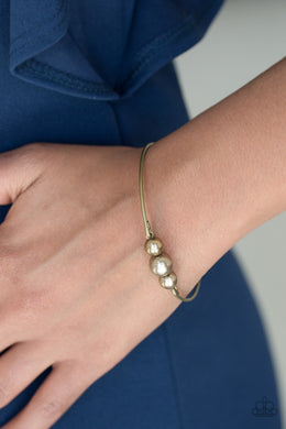 Paparazzi Industrial Innovation - Brass - Beads - Pearly Centerpiece - Bangle Bracelet - $5 Jewelry With Ashley Swint