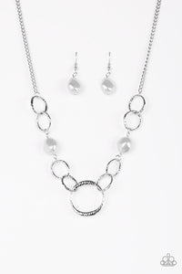 Paparazzi Lead Role - Silver - Pearly Pebbles - Hammered Silver Rings - Necklace and matching Earrings - $5 Jewelry with Ashley Swint
