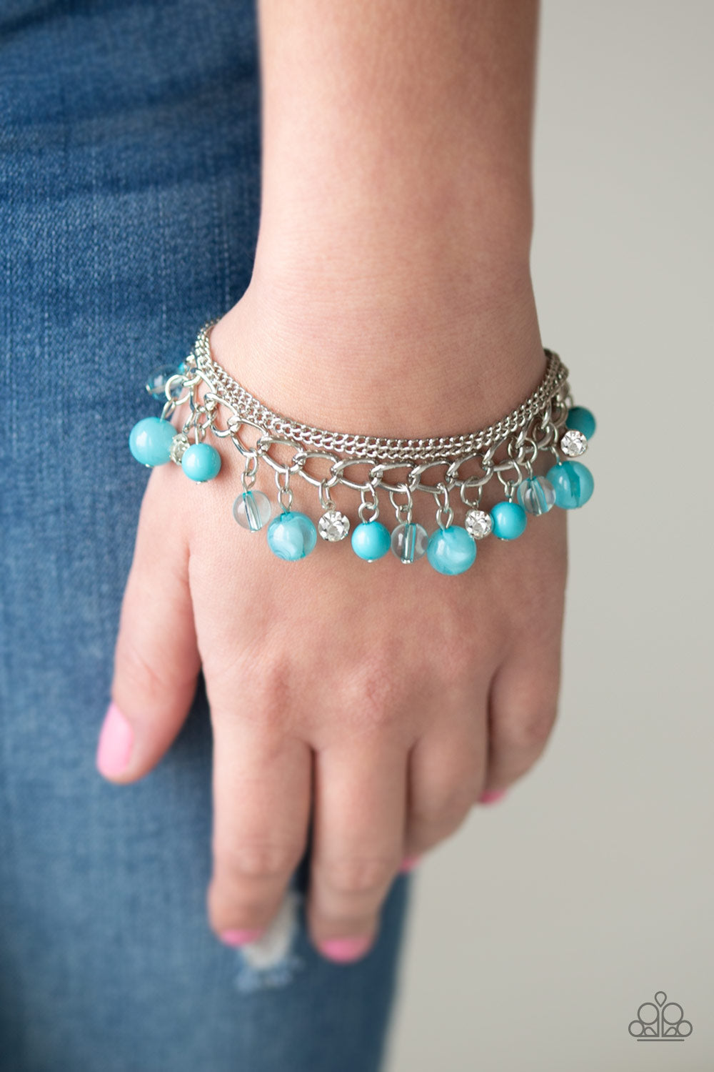 Paparazzi Let Me SEA! - Blue - Rhinestone Bracelet - $5 Jewelry With Ashley Swint