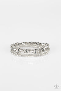 Paparazzi Let There BEAM Light - Silver - Hematite Rhinestones - Set of 3 Bracelets - $5 Jewelry With Ashley Swint