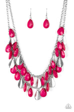Load image into Gallery viewer, Paparazzi Life of the FIESTA - Pink Teardrops - Silver Chains - Necklace &amp; Earrings - $5 Jewelry with Ashley Swint