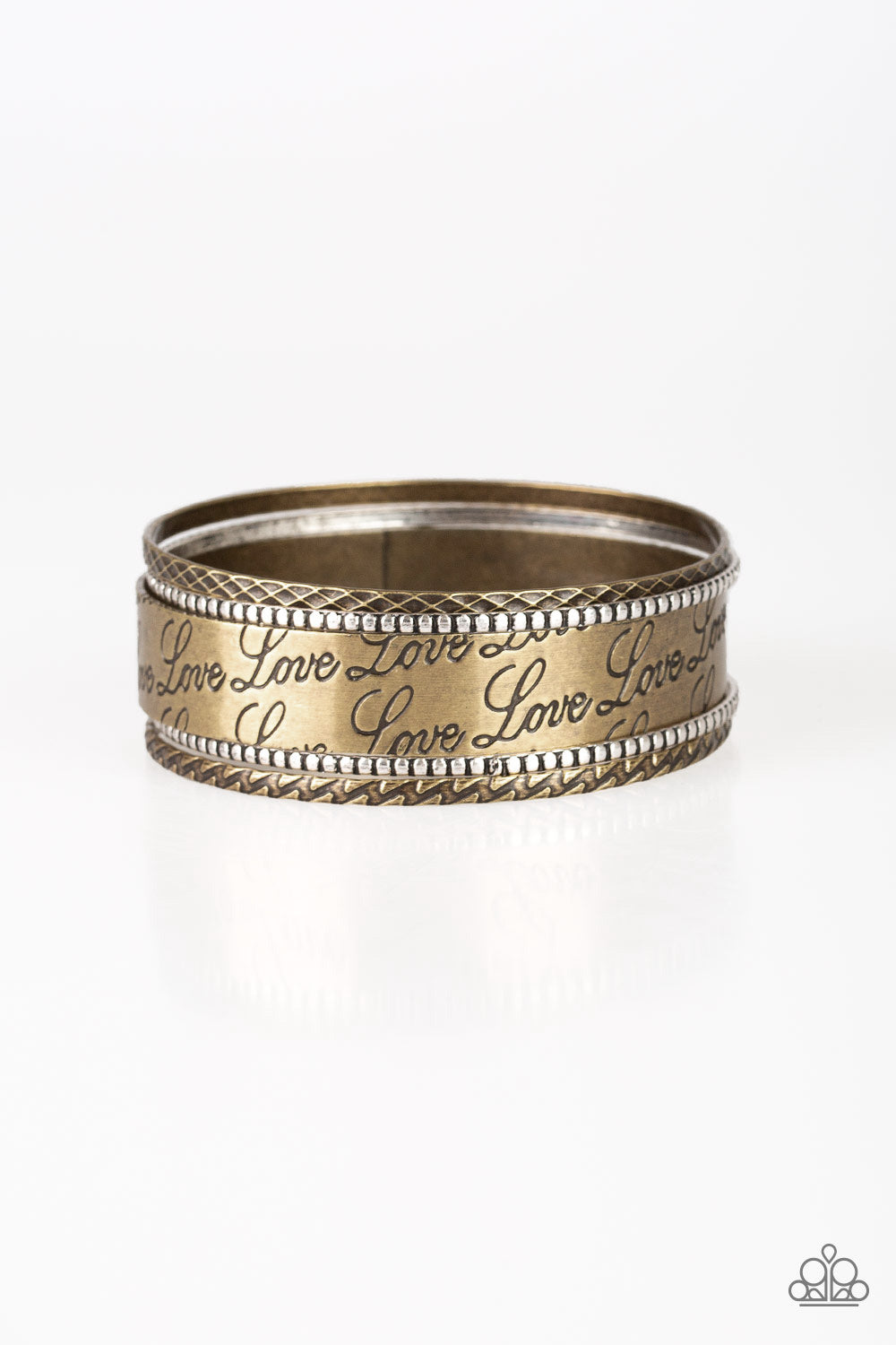 Paparazzi Literally Loveable - Brass and Silver Bangles - 