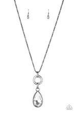 Load image into Gallery viewer, Paparazzi Lookin Like A Million - Black - Gunmetal Chain - White Rhinestones and Teardrop Gem - Necklace and matching Earrings - $5 Jewelry With Ashley Swint