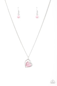 Paparazzi Love of My Life - Pink Moonstone - Heart Necklace & Earrings - $5 Jewelry With Ashley Swint