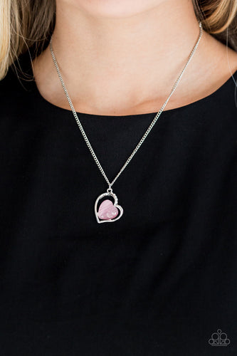 Paparazzi Love of My Life - Pink Moonstone - Heart Necklace & Earrings - $5 Jewelry With Ashley Swint