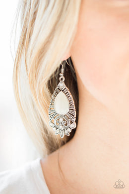 Paparazzi Majestically Malibu - White Moonstone Rhinestone Earrings - $5 Jewelry With Ashley Swint