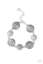 Load image into Gallery viewer, Paparazzi Malibu Magic - Pink Rhinestones - Silver Filigree Stamped - Bracelet - $5 Jewelry With Ashley Swint