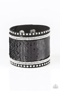 Paparazzi MERMAIDS Have More Fun - Black / Silver - Sequin Wrap Snap Bracelet - $5 Jewelry With Ashley Swint