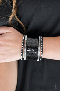 Paparazzi MERMAIDS Have More Fun - Black / Silver - Sequin Wrap Snap Bracelet - $5 Jewelry With Ashley Swint