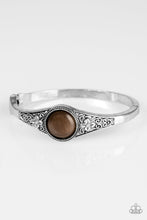 Load image into Gallery viewer, Paparazzi Modernly Meadow - Brown Moonstone - Embossed Silver Bangle - Bracelet - $5 Jewelry With Ashley Swint