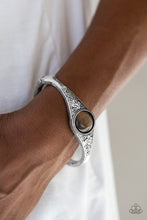 Load image into Gallery viewer, Paparazzi Modernly Meadow - Brown Moonstone - Embossed Silver Bangle - Bracelet - $5 Jewelry With Ashley Swint