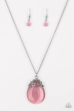 Paparazzi Nightcap and Gown - Pink - Teardrop Moonstone - Necklace & Earrings - $5 Jewelry with Ashley Swint