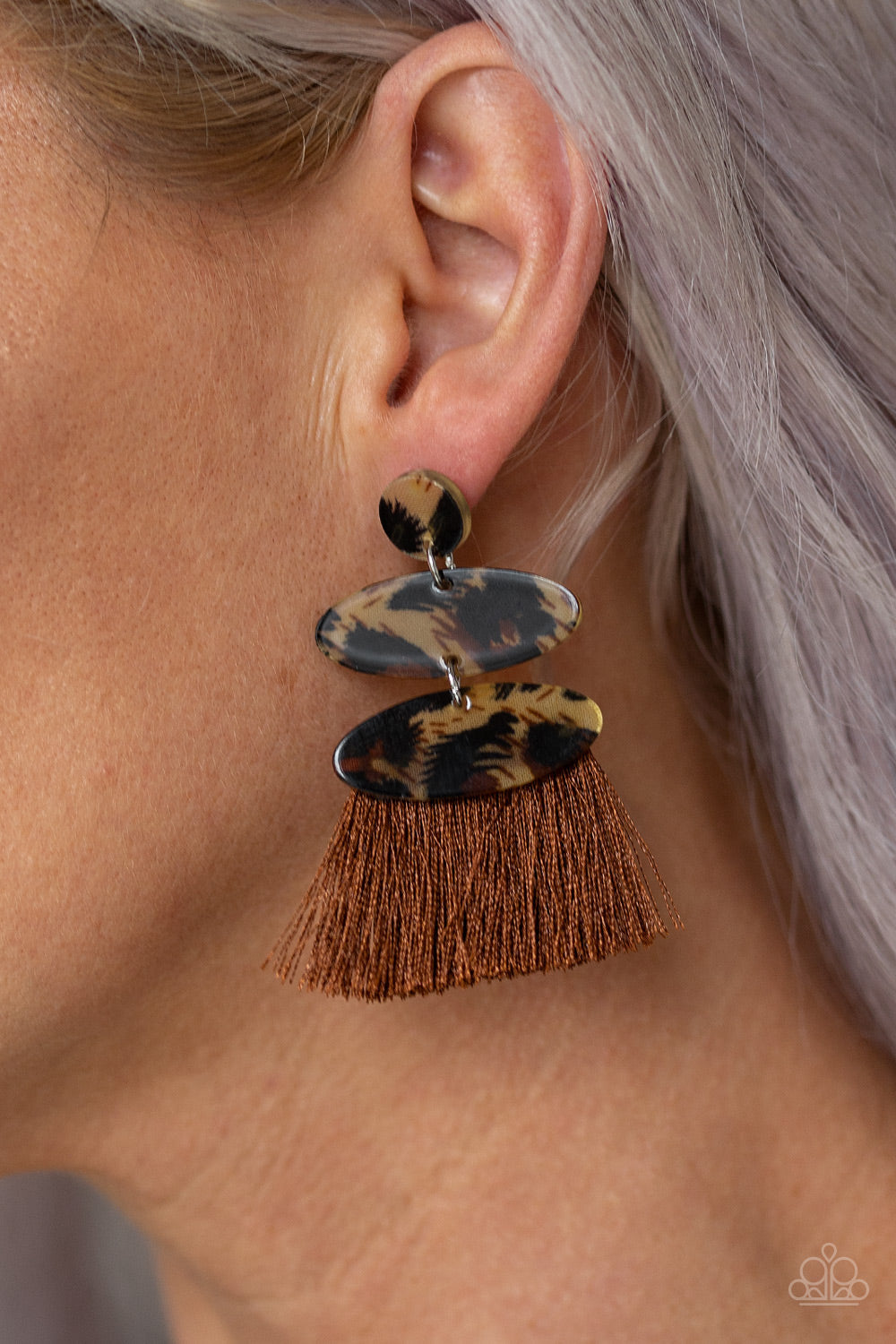 Paparazzi No One Likes A Cheetah - Brown Fringe / Thread Earrings - $5 Jewelry With Ashley Swint