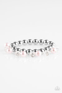 Paparazzi Once In A Millennium - Pink Pearls - Silver Stretchy Bracelet - $5 Jewelry With Ashley Swint