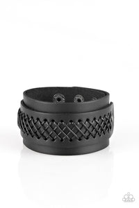 Paparazzi OUTLAW and Order - Black Leather Urban Bracelet - $5 Jewelry With Ashley Swint