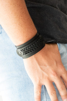 Paparazzi OUTLAW and Order - Black Leather Urban Bracelet - $5 Jewelry With Ashley Swint