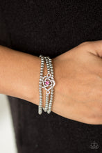 Load image into Gallery viewer, Paparazzi Perennial Princess - Pink Rhinestones - Silver Rose - Set of 3 Bracelets - $5 Jewelry With Ashley Swint