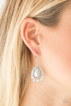 Load image into Gallery viewer, Paparazzi Regal Renewal - Silver - Pearly Teardrop Center - White Rhinestones - Earrings - $5 Jewelry With Ashley Swint