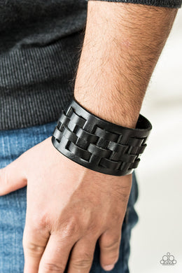 Paparazzi Road Hog - Black - Leather Urban Bracelet - $5 Jewelry With Ashley Swint
