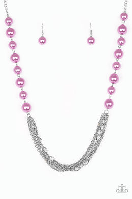 Paparazzi Runaway Bridesmaid - Purple Pearls - Necklace & Earrings - $5 Jewelry With Ashley Swint
