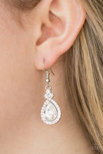 Load image into Gallery viewer, Paparazzi Self-Made Millionaire - White Teardrop Gem - Rhinestones Silver Earrings - $5 Jewelry With Ashley Swint