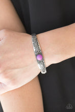 Load image into Gallery viewer, Paparazzi Singing Sahara - Purple Bead - Silver Cuff Bracelet - $5 Jewelry With Ashley Swint