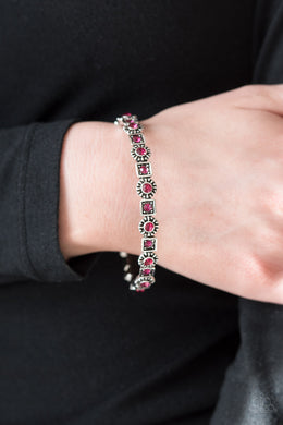 Paparazzi Spring Inspiration - Pink Rhinestones - Whimsical Bangle Bracelet - $5 Jewelry With Ashley Swint