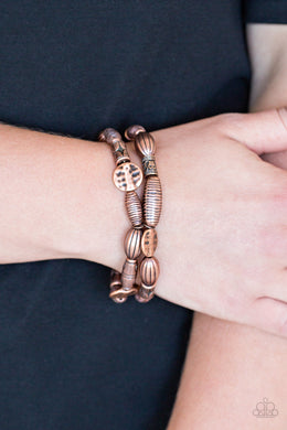 Paparazzi The Spice of WILDLIFE - Copper - Etched & Hammered - Linked Bracelets - $5 Jewelry With Ashley Swint