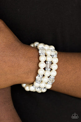 Paparazzi Undeniably Dapper - White - Pearl Bracelet - Life of the Party Exclusive December 2018 - $5 Jewelry With Ashley Swint