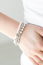 Load image into Gallery viewer, Paparazzi Very Vivacious - White - and Silver Beads - Set of 3 Bracelets - $5 Jewelry With Ashley Swint