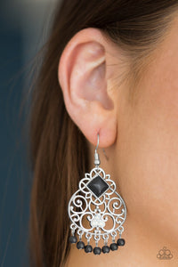 Paparazzi Western Wonder - Black Stone - Rhinestone Earrings - $5 Jewelry With Ashley Swint