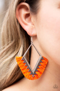 Paparazzi When In Peru - Orange Thread Fringe - Earrings - $5 Jewelry With Ashley Swint
