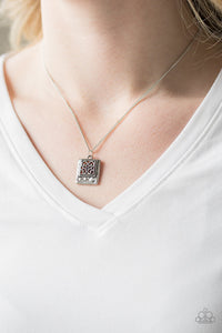 Paparazzi Back To Square One - Silver Filigree Frame - Necklace and matching Earrings - $5 Jewelry With Ashley Swint