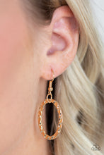 Load image into Gallery viewer, Paparazzi Bend OVAL Backwards - Gold - Hammered and Textured Oval Hoops - Necklace and matching Earrings - $5 Jewelry with Ashley Swint