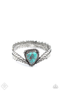 PRE-ORDER - Paparazzi Desert Roost - Blue Turquoise Stone - Hinged Bracelet - $5 Jewelry with Ashley Swint