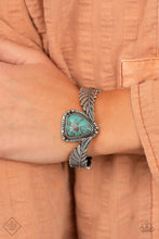 Load image into Gallery viewer, PRE-ORDER - Paparazzi Desert Roost - Blue Turquoise Stone - Hinged Bracelet - $5 Jewelry with Ashley Swint