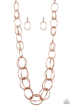 Load image into Gallery viewer, Paparazzi Elegantly Ensnared - Copper Hoops - Necklace and matching Earrings - $5 Jewelry With Ashley Swint