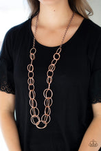 Load image into Gallery viewer, Paparazzi Elegantly Ensnared - Copper Hoops - Necklace and matching Earrings - $5 Jewelry With Ashley Swint