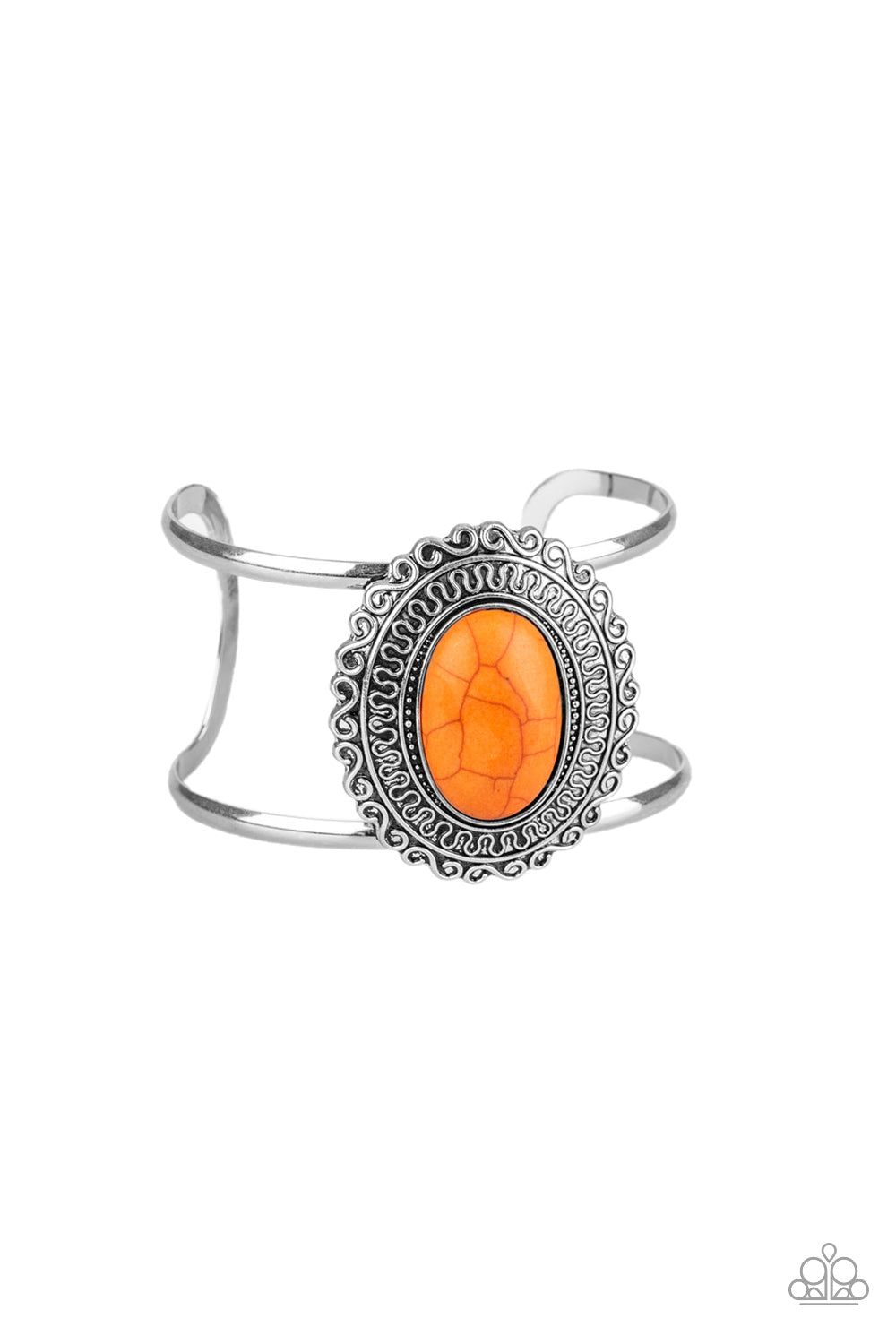 Paparazzi Extra EMPRESS-ive - Orange Stone - Silver Cuff Bracelet - $5 Jewelry With Ashley Swint
